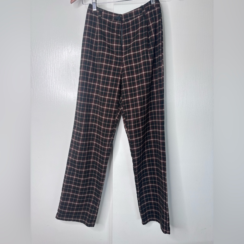 Brandy Melville Black and Pink Plaid Pants